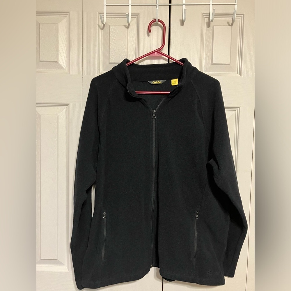 Cabela’s Zip Up Fleece Sweater Mens Sz 2XL Black Full Zip Fall‎